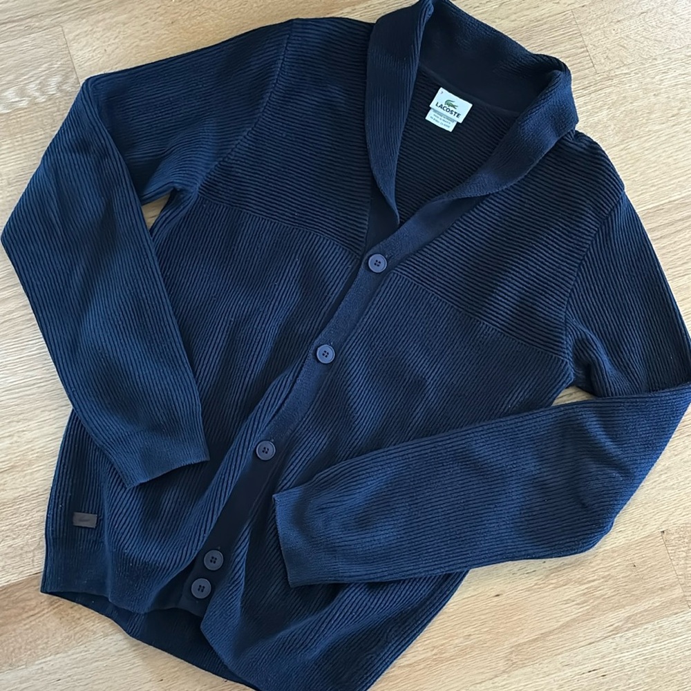 LACOSTE 🐊 size 3/small full button cardigan w/rolled collar